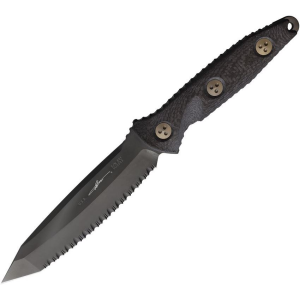 Microtech 1143DLCCFS Socom Alpha T/E DLC F/S Black Fixed Blade Knife Carbon Handles
