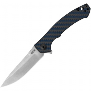 Zero Tolerance 0450BLUCF Small Sinkevich MagnaCut Framelock Knife Black/Blue Carbon Fiber Handles