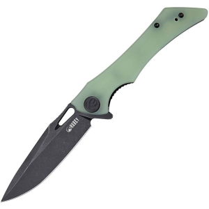 Kubey 245G Raven Linerlock Knife with Black Jade Handles
