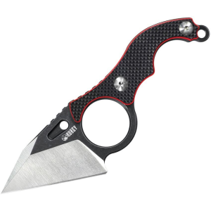 Kubey 166A Hippocam EDC Stonewash Fixed Blade Knife Black Handles
