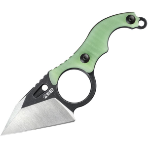 Kubey 166B Hippocam EDC Black Stonewash Fixed Blade Knife Jade Handles