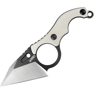 Kubey 166C Hippocam EDC Black Stonewash Fixed Blade Knife Ivory Handles