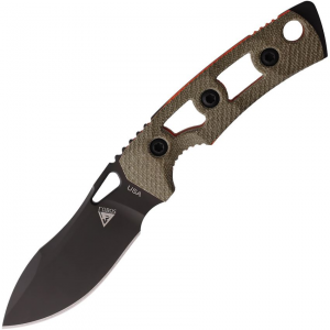 Fobos 080 Tier 1 Mini Mini Black Fixed Blade Knife OD Green Handles