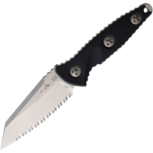 Microtech 93M12 Socom Alpha Mini Warcom Serrated Stonewash Fixed Blade Knife Black Handles
