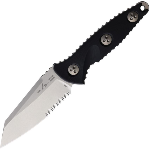Microtech 93M11 Socom Alpha Mini Warcom Partially Serrated Stonewash Fixed Blade Knife Black Handles