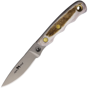 Knives Of Alaska 00346FG Alpha Wolfe S30V Stainless Fixed Blade Knife Stag Handles