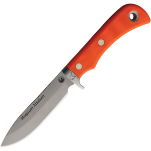 Knives Of Alaska 00154FG Magnum Alaskan D2 Carbon Steel Fixed Blade Knife Orange Handles