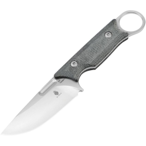 Kizer 1048A1 Cabox D2 Satin Fixed Blade Knife Black Handles