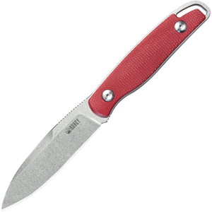 Kubey 357B Dust Devil Stonewash Fixed Blade Knife Red Handles