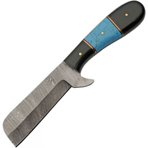 Damascus 1357TR Razor Hunter Damascus Fixed Blade Knife Horn/Turquoise Handles
