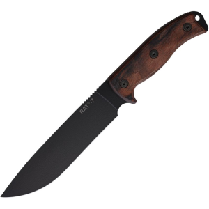 Ontario 8651 RAT-7 Adventurer Black Carbon Steel Fixed Blade Knife Wood Handles