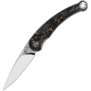 QSP 161A Dolphin Spear Point Linerlock Knife Black/Gold Carbon Fiber Handles