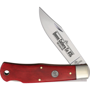 Queen SB106L Clip Point Lockback Knife Red Smooth Bone Handles