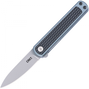 CRKT 7070 Pup Spear Point Linerlock Knife Black/Blue Handles