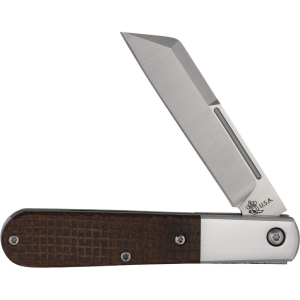 Queen BM180 Large Barlow Knife Brown Burlap Micarta Handles