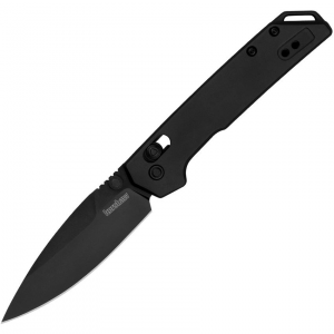 Kershaw 2051BLK Mini Iridium Black D2 Carbon Steel Spear Point DuraLock Knife Black Handles