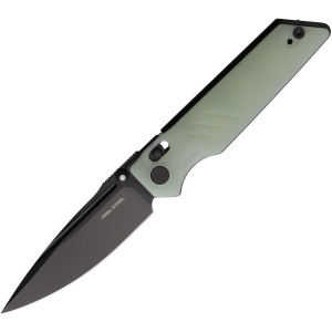 Real Steel 7714NB Sacra Pro Black Crossbar Lock Knife Jade G10 Handles