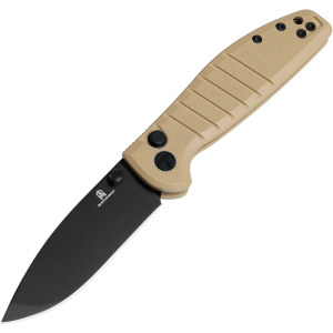 Bestech MK10F Bestechman Goodboy Jr. Black D2 Carbon Steel Knife Tan G10 Handles