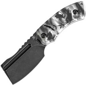 Kansept 2030A9 Korvid S Black Stonewash Fixed Blade Knife Black/White G10 Handles