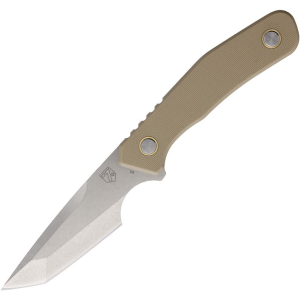 Se7en Plus 240502FDS Strider Stonewash D2 Carbon Steel Tanto Fixed Blade Knife Flat Dark Earth G10 Handles