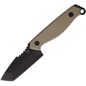 Se7en Plus 240503FD Raptor Black D2 Carbon Steel Tanto Fixed Blade Knife Flat Dark Earth G10 Handles