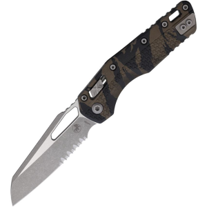 Microtech 210T11APPMTR MSI Apocalyptic Part Serrtaed Sheepsfoot Ram-Lok Knife Tiger Stripe Handles