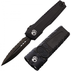 Microtech 12703DLCTSET Auto Luminary Black Double Edge Stiletto Pro Knife Black Handles