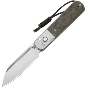 Artisan 1875GODG Holm Stonewash Wharncliff Button Lock Knife OD Green Micarta Handles