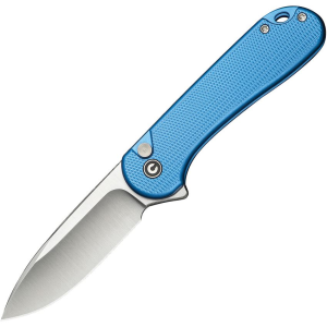 Civivi 18062PD2 Elementum II Satin Nitro V Drop Point Button Lock Knife Blue Handles