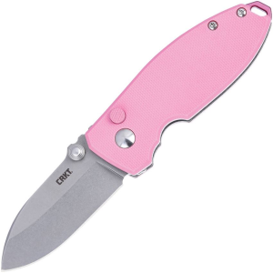 CRKT 2474P Squid Stonewash Button Lock Knife Rose G10 Handles