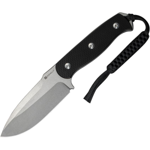 SenCut 240361 Toxodon Stonewash Drop Point Fixed Blade Knife Black G10 Handles
