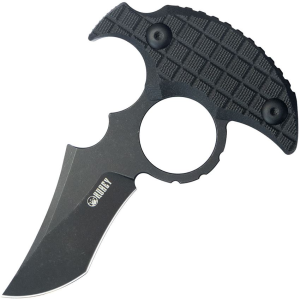 Kubey 404B Stheno Black Stonewash Push Dagger Fixed Blade Knife Black G10 Handles