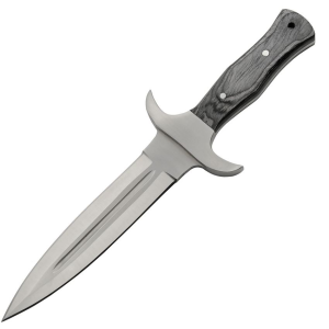 Pakistan 203532 Ash Double Edge Dagger Fixed Blade Knife Black Handles
