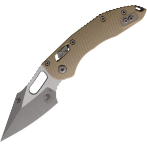Microtech 16092 Stitch Apocalyptic Single Edge Ram-Lok Knife Tan Fluted G10 Handles