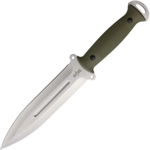 S-TEC 22010GN Tactical Satin Double Edge Throwing Knife OD Green G10 Handles