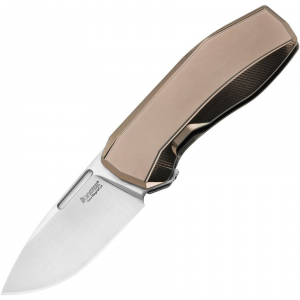 LionSTEEL TN1BR N.ONE Satin MagnaCut Framelock Knife Bronze Handles