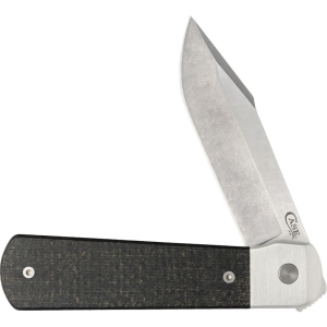 Case XX 50910 Longhouse Stonewash Linerlock Knife Black Micarta Handles