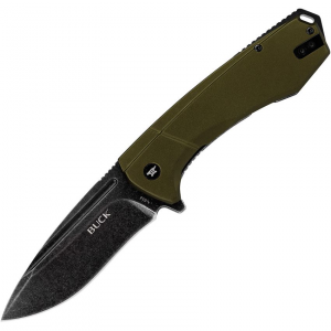 Buck 714GRS Stinger Satin D2 Carbon Steel Drop Point Framelock Knife Gray/Carbon Fiber Handles