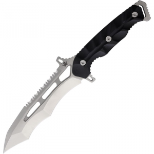 LOTAR Combat KT103SW Khatool Gen 3 Nekamah Brushed Sawback Carbon Steel Fixed Knife Black G10 Handles