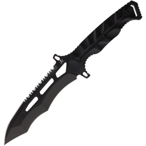 LOTAR Combat KT103BK Khatool Gen 3 Nekamah Blackout Sawback Carbon Steel Fixed Knife Black G10 Handles