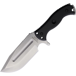 Halfbreed LBK01G2CBLK Large Bush Stonewash Drop Point Knife Gen 2 Black Handles