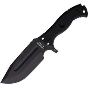 Halfbreed LBK01G2KBLK Large Bush Black Drop Point Knife Gen 2 Black Handles