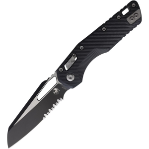 Microtech 2102FLGTBK MSI Two-Tone Part Serrated Sheepsfoot Ram-Lok Knife Black Fluted G10 Handles