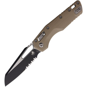 Microtech 2102FLGTTA MSI Two-Tone Part Serrated Sheepsfoot Ram-Lok Knife Tan Fluted G10 Handles