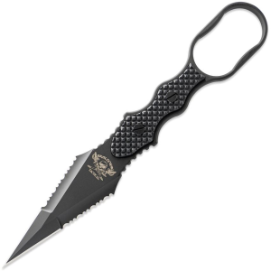 Skallywag Tactical 17018 Professional Guardian Black D2 carbon Steel Double Edge Dagger Fixed Blade Knife Black G10 Handles