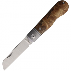Wheat State PM204 The Peacemaker Satin Sheepsfoot Slip Joint Knife Burl Wood Handles