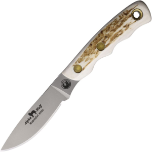 Knives Of Alaska 00332FG Alpha Wolf MagnaCut Fixed Blade Knife Stag Handles