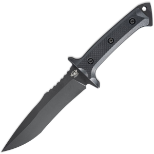 Skallywag Tactical 17014 Riptide Black D2 Carbon Steel Spear Point Fixed Blade Knife Black G10 Handles