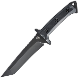 Skallywag Tactical 17016 Riptide Black D2 Carbon Steel Tanto Fixed Blade Knife Black G10 Handles