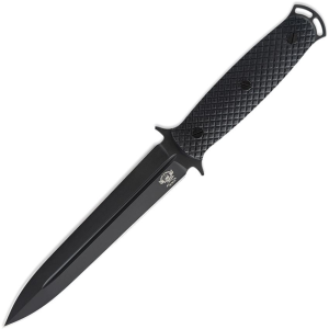 Skallywag Tactical 17055 The Malice Black Double Edge Fixed Blade Knife Black G10 Handles